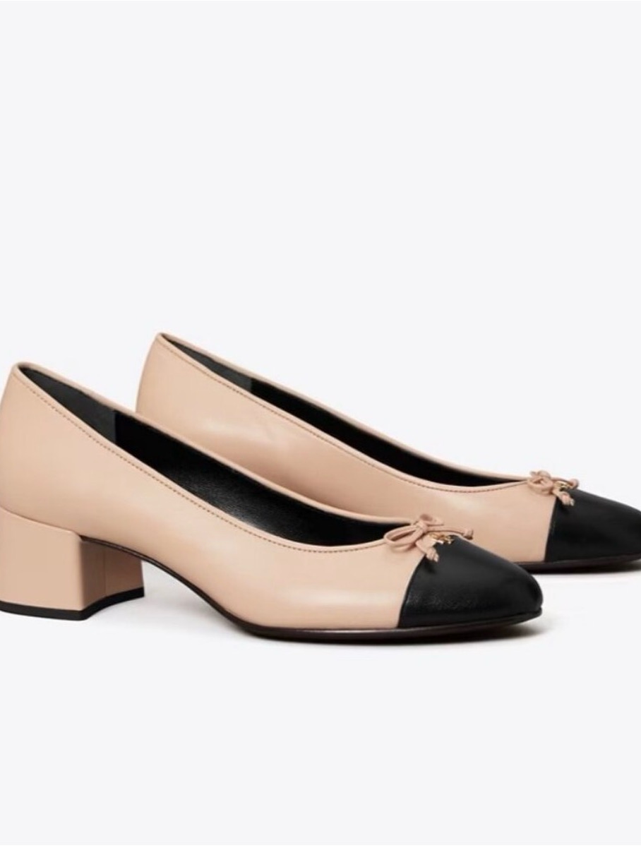 Tory Burch Cap Toe Heel In Rose And Black
